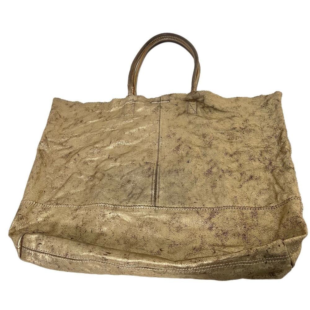Banana Republic Paige Pinking Shears Lambskin Leather Tote Market Bag Bronze Big